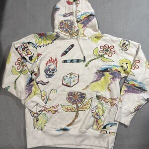 MARKET SMILEY Graphic Hoodie & Sweatpants MEDIUM Long Sleeve Crayon‎ Dice Pocket